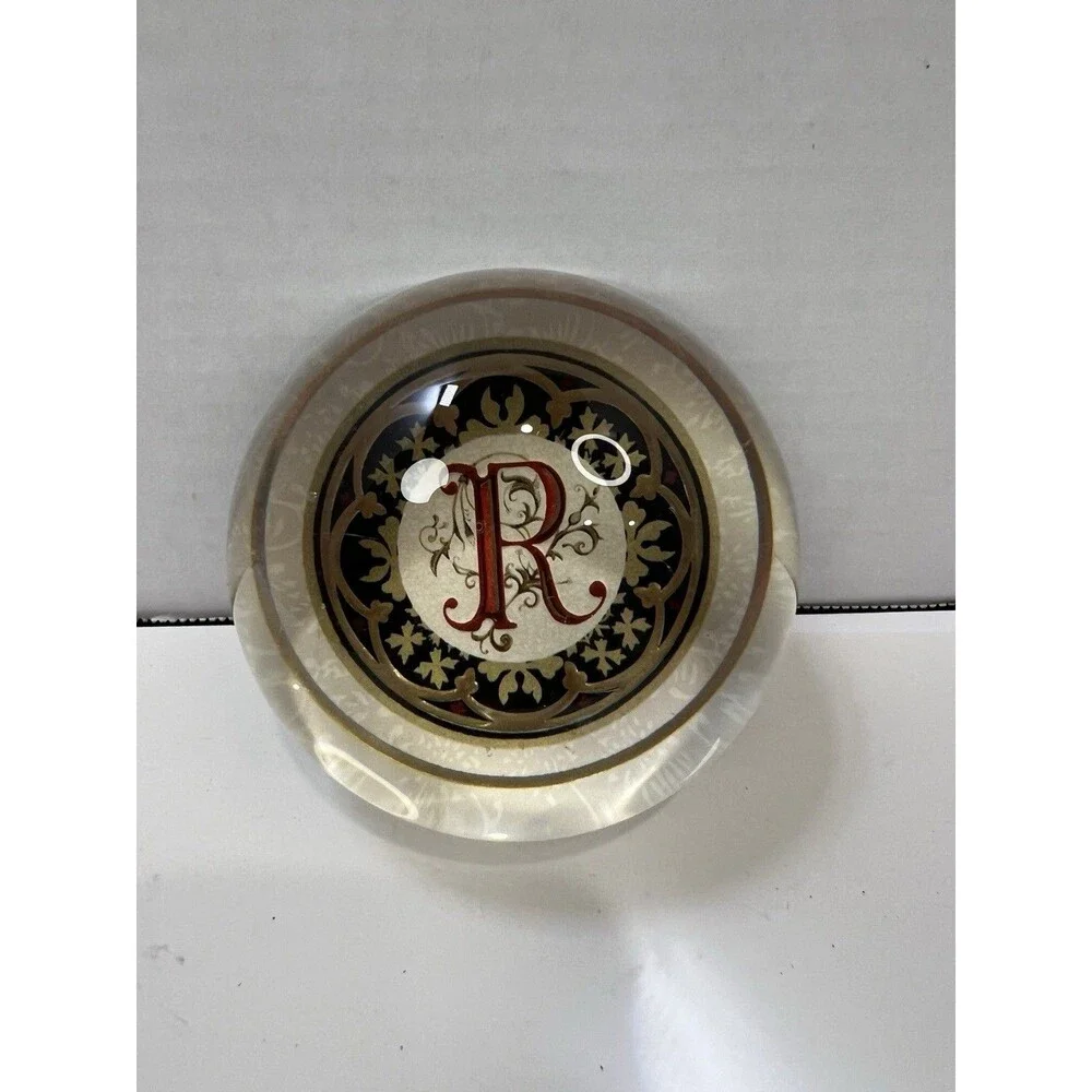 Punch Studio Crystal Letter R Monogram Paperweight France 3.5